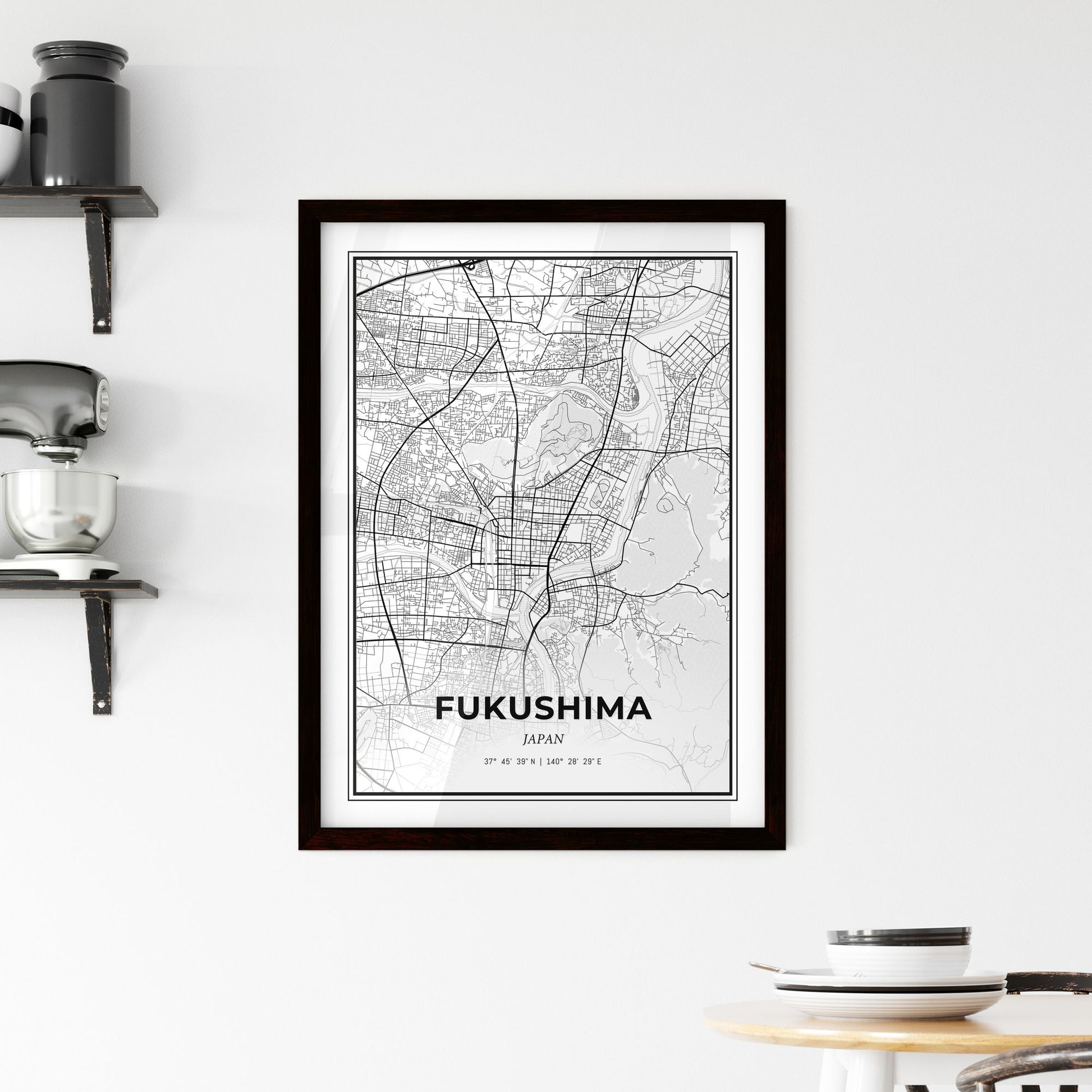 Fukushima Japan - Minimal City Map