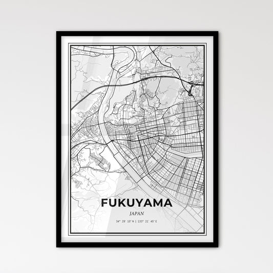 Fukuyama Japan - Scandinavian Style City Map for Modern Home Decor