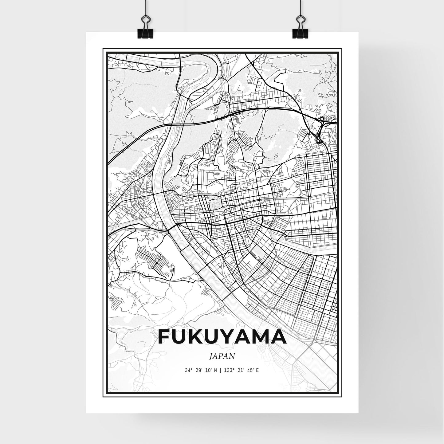 Fukuyama Japan - Premium City Map Poster