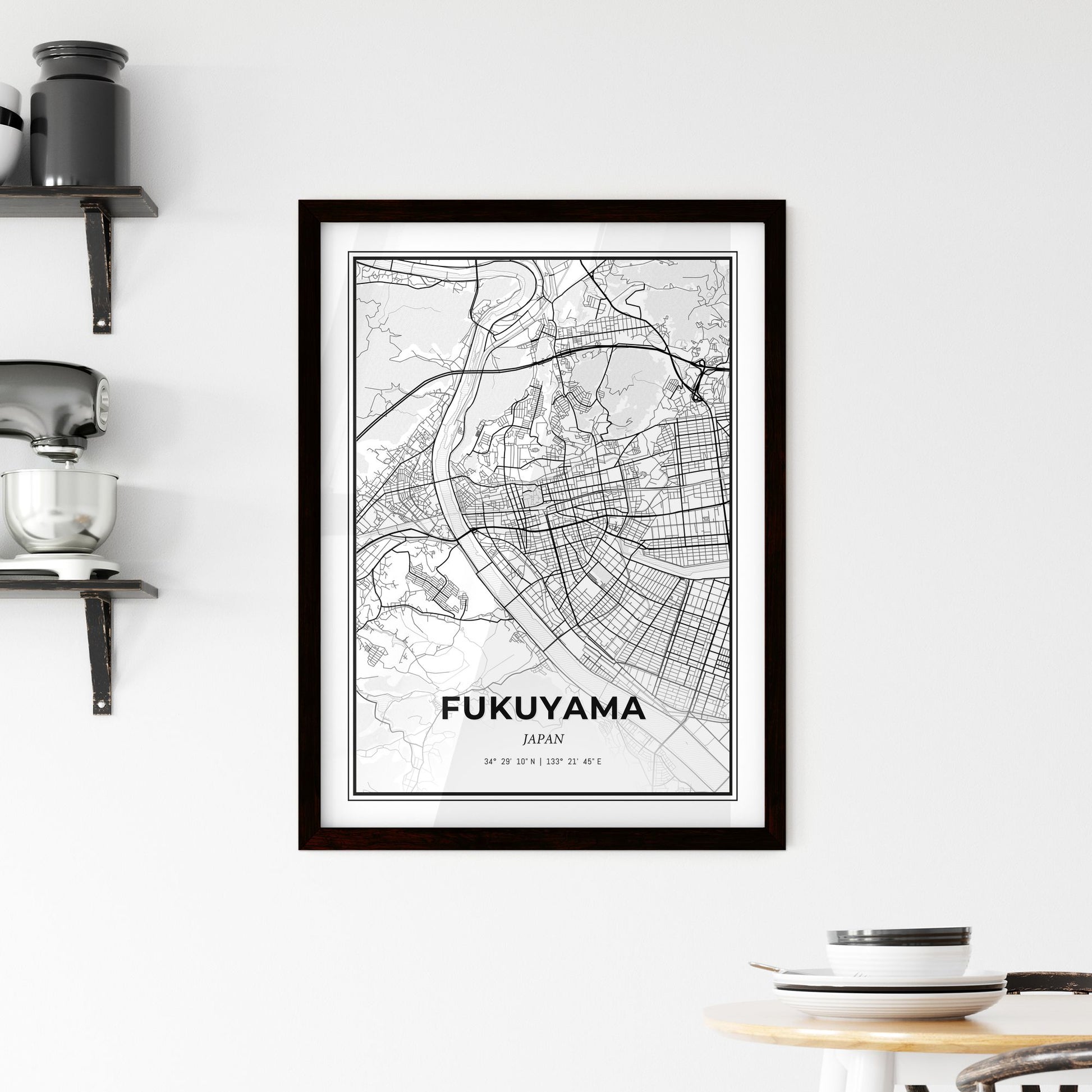 Fukuyama Japan - Minimal City Map