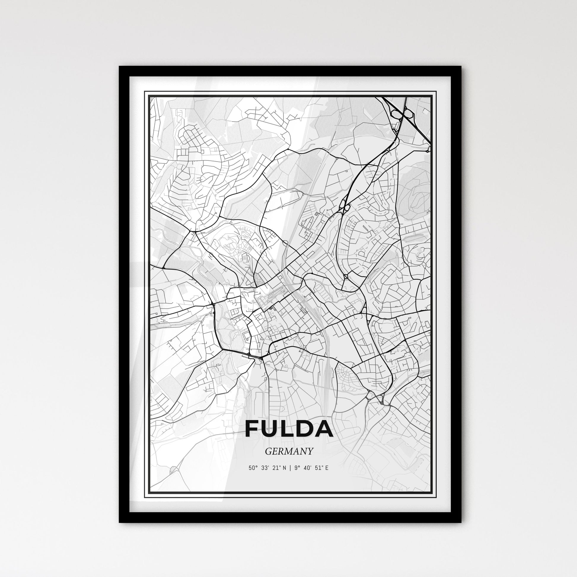 Fulda Germany - Scandinavian Style City Map for Modern Home Decor