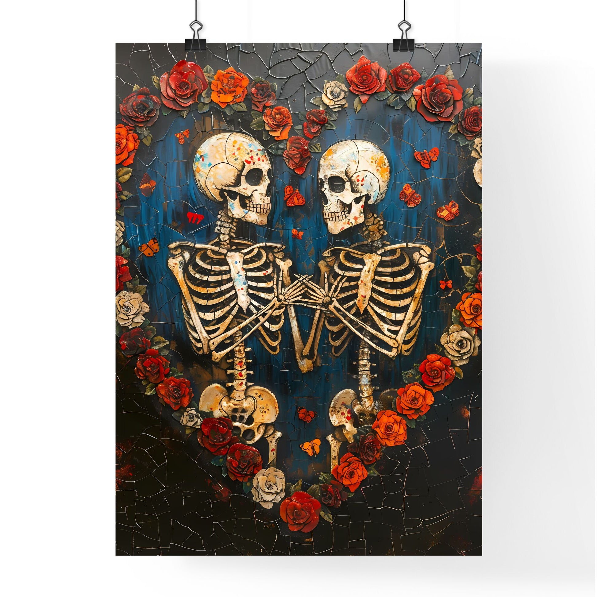 Surrealist Blue Red Botanical Bohemian Heart Skeleton Pop Art Frantza Wrightson Hands Bouquet Default Title