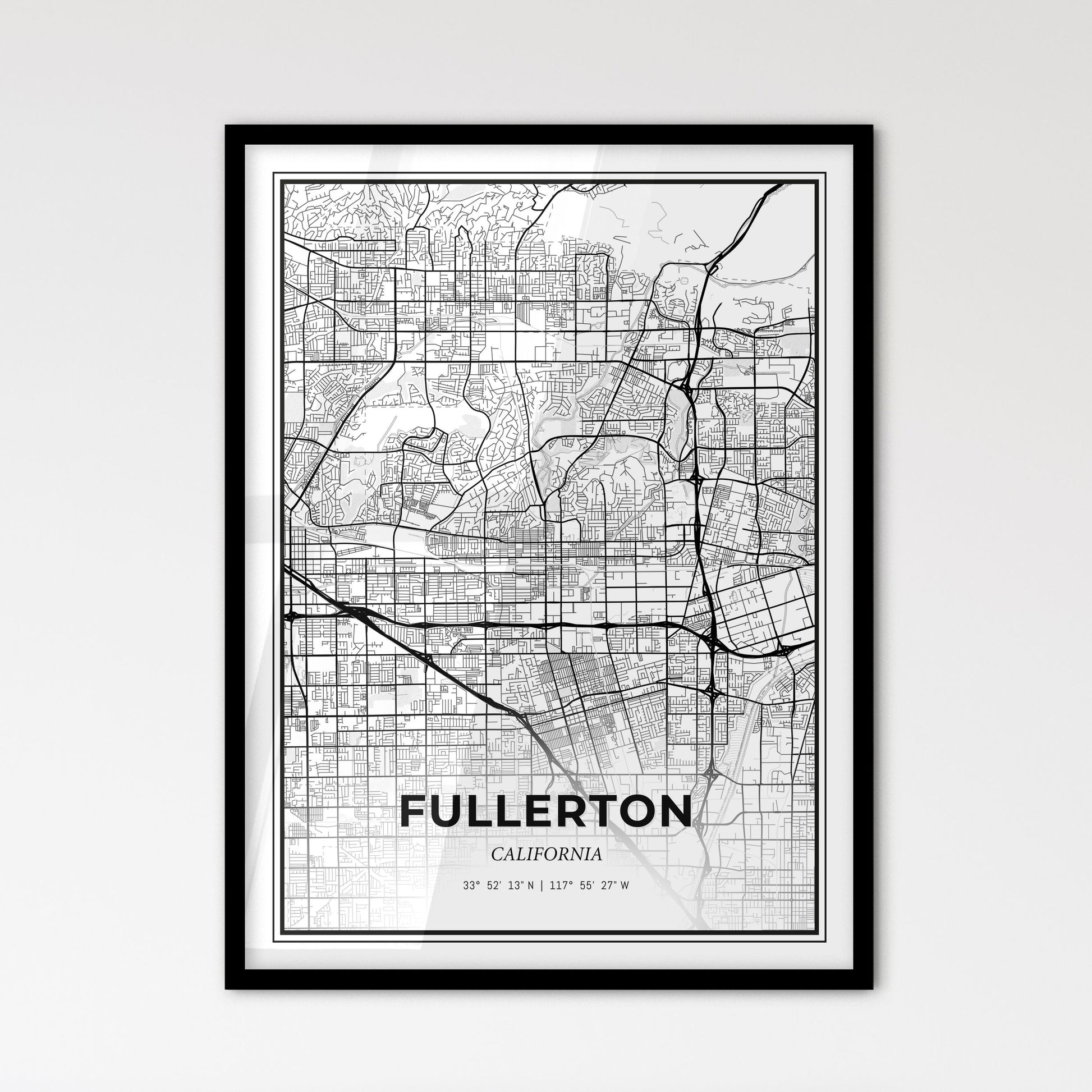 Fullerton California - Scandinavian Style City Map for Modern Home Decor