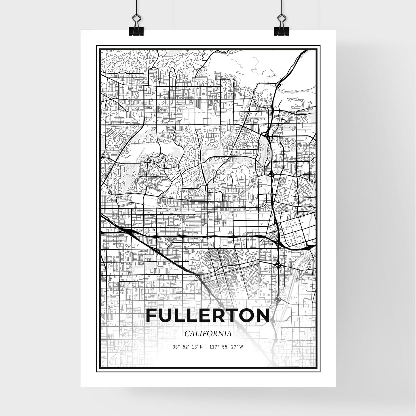 Fullerton California - Premium City Map Poster