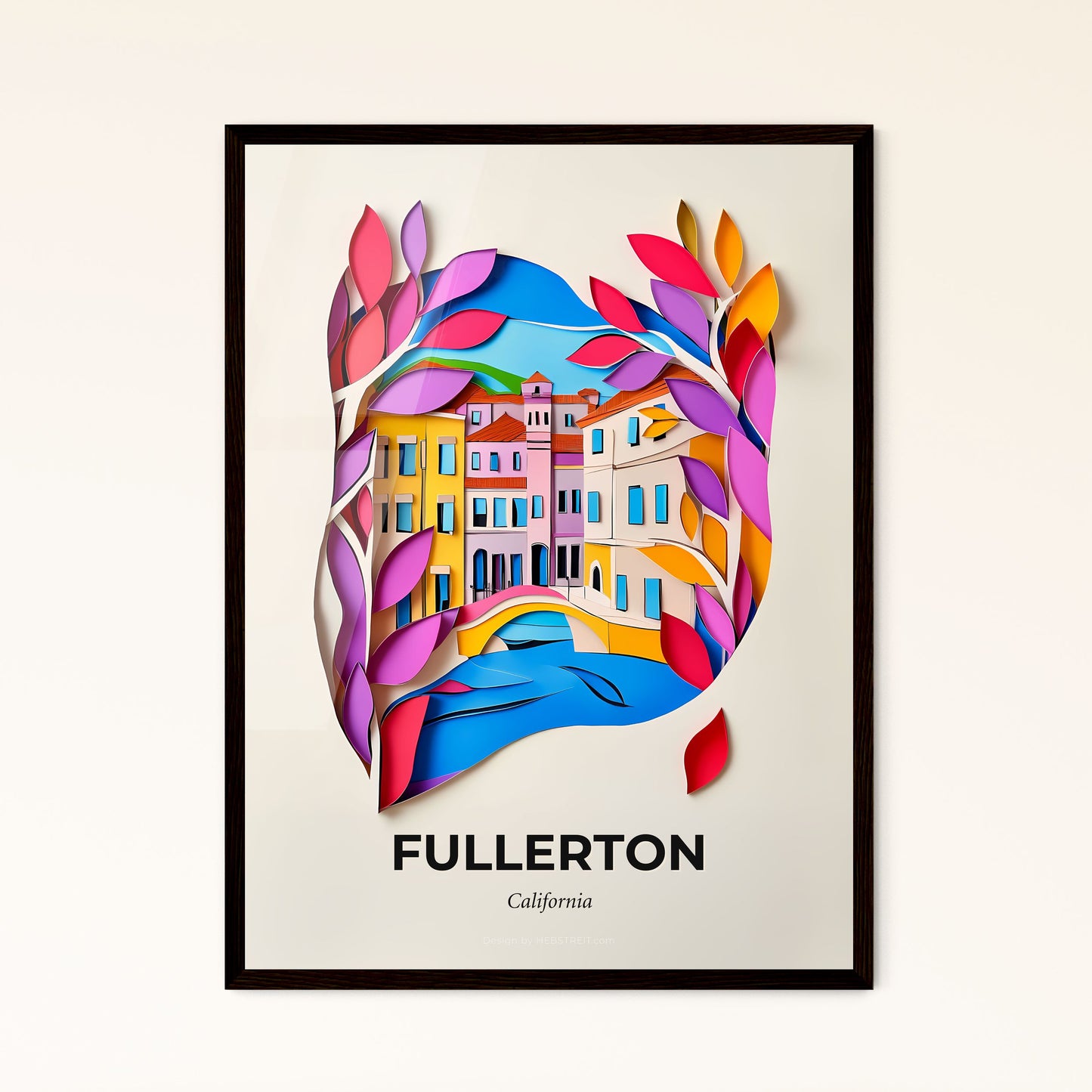 Vivid Fullerton, California - a paper cut of a city with a bridge