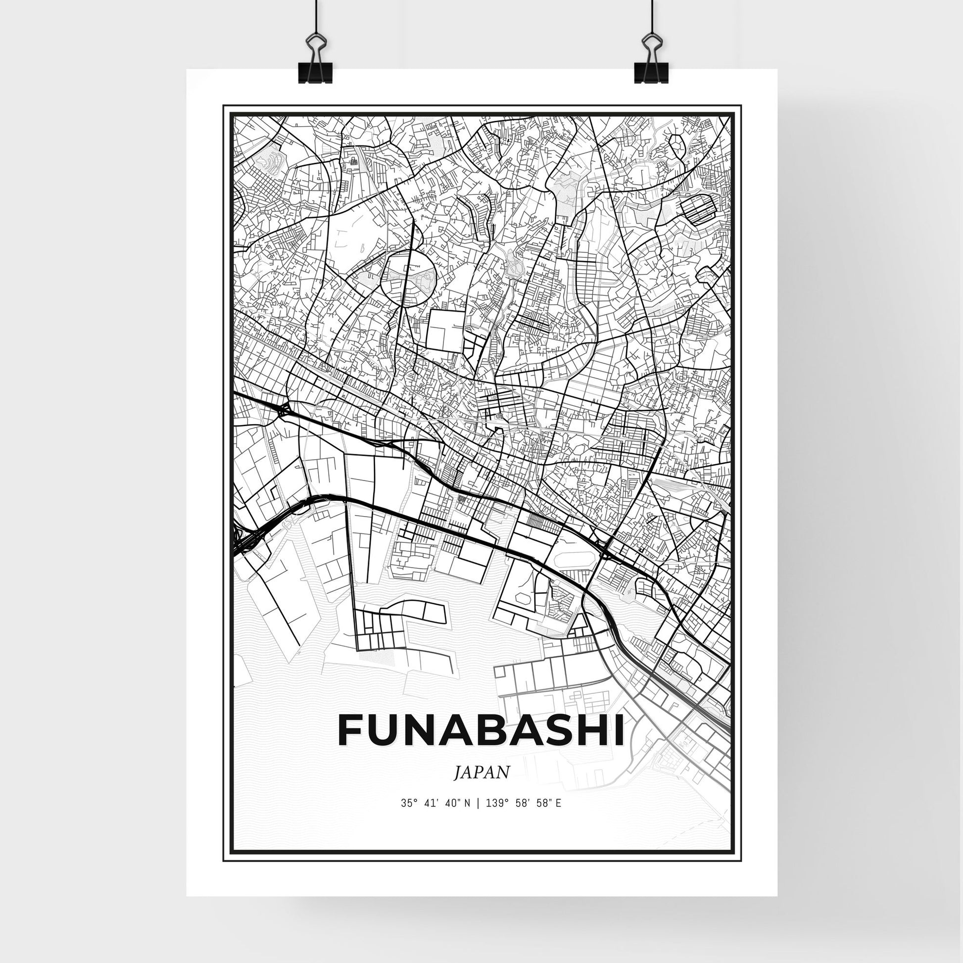 Funabashi Japan - Premium City Map Poster