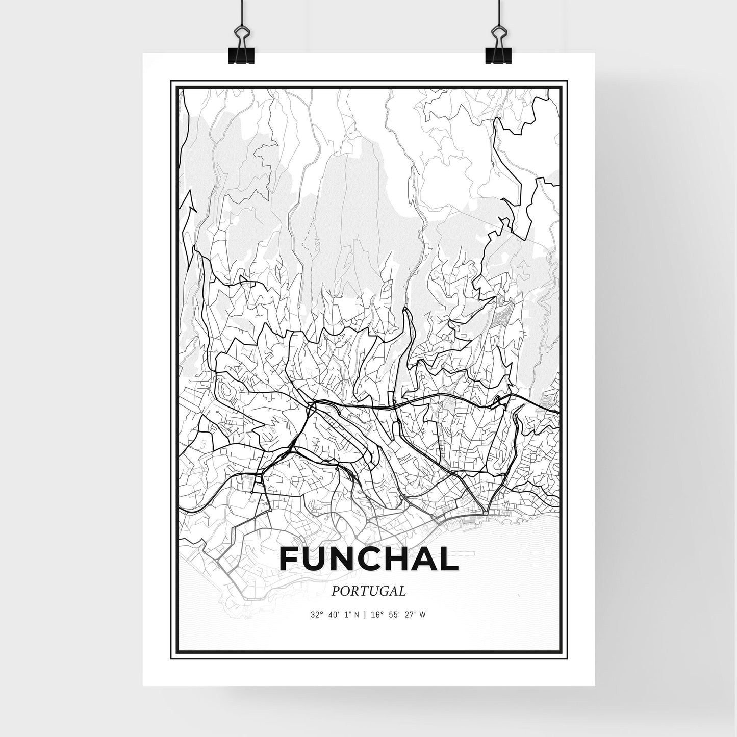 Funchal Portugal - Premium City Map Poster