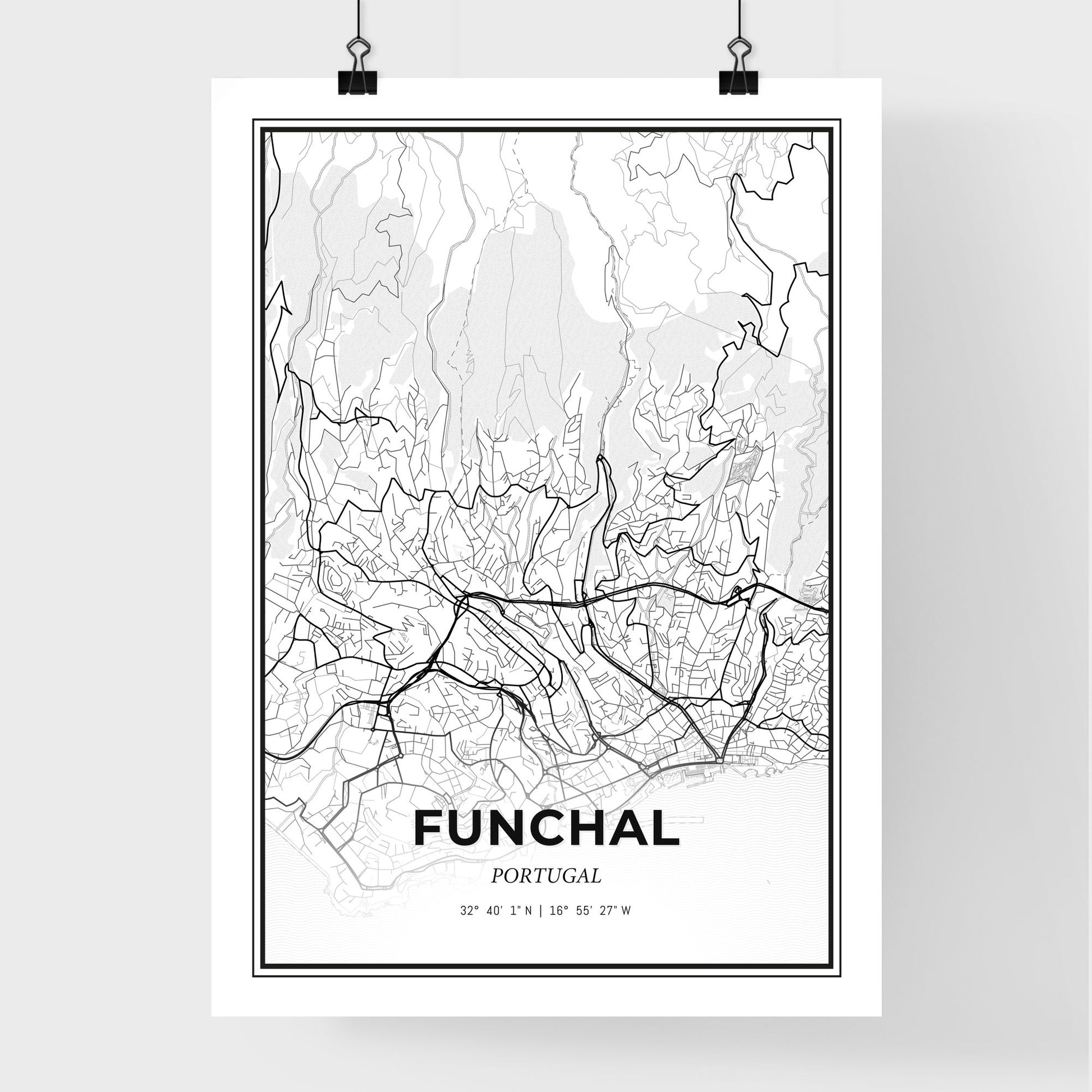 Funchal Portugal - Premium City Map Poster