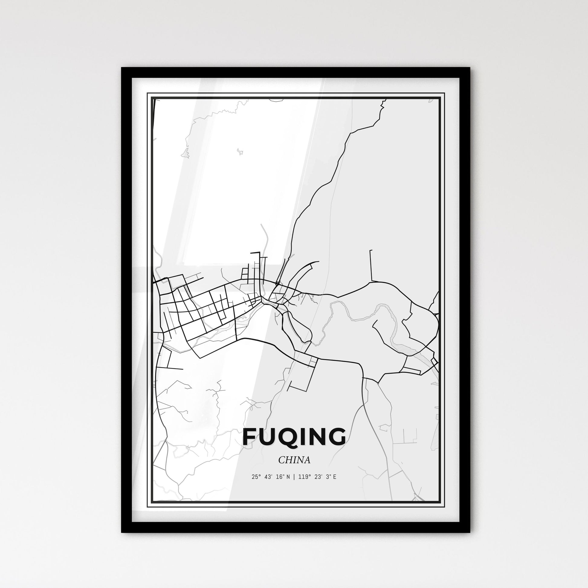 Fuqing China - Scandinavian Style City Map for Modern Home Decor