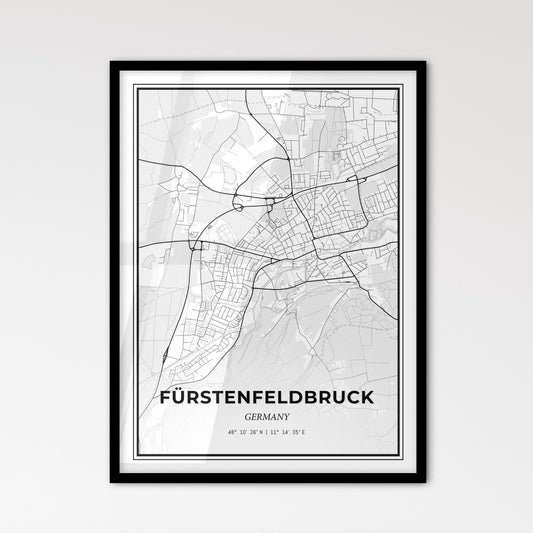 Furstenfeldbruck Germany - Scandinavian Style City Map for Modern Home Decor