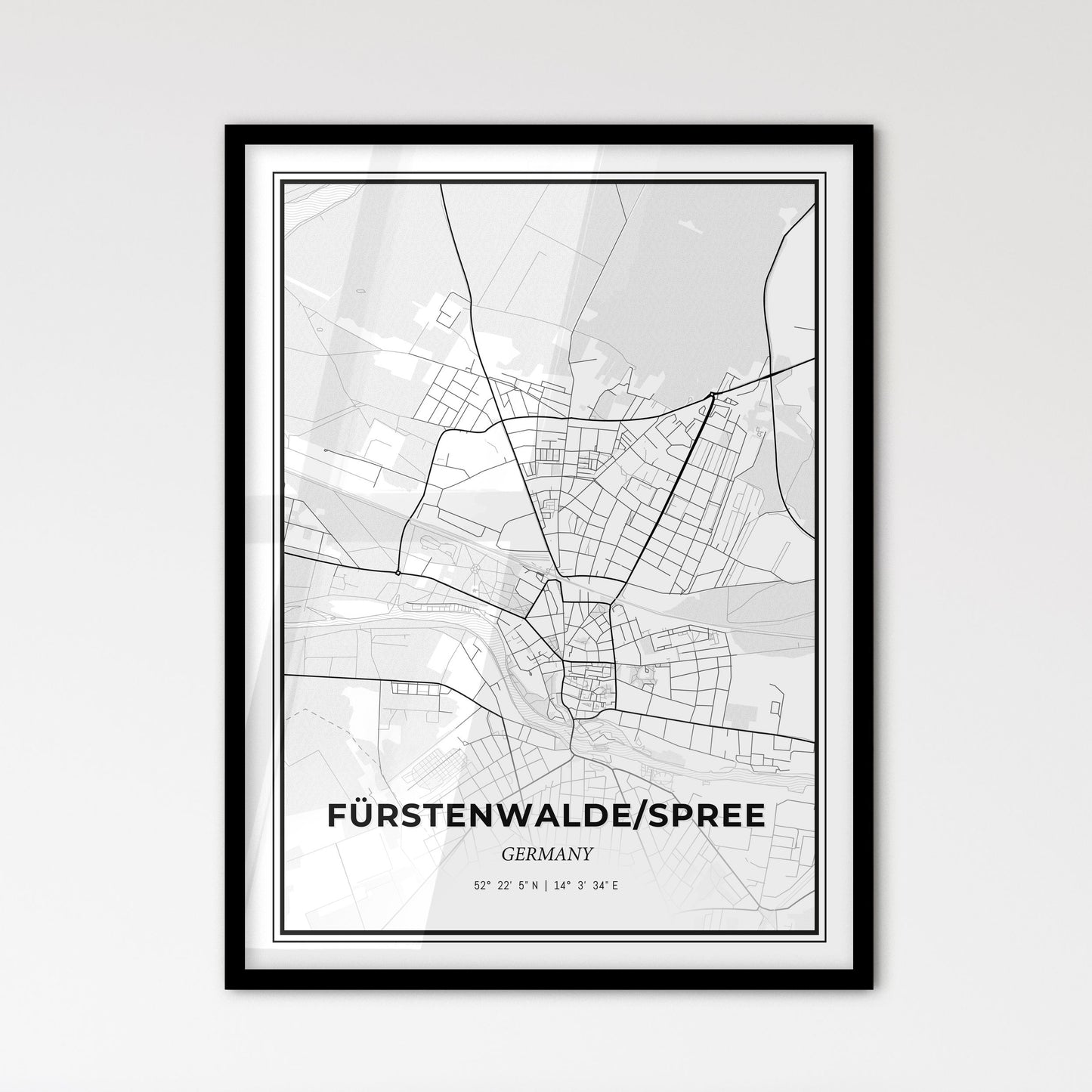 Furstenwalde/Spree Germany - Scandinavian Style City Map for Modern Home Decor