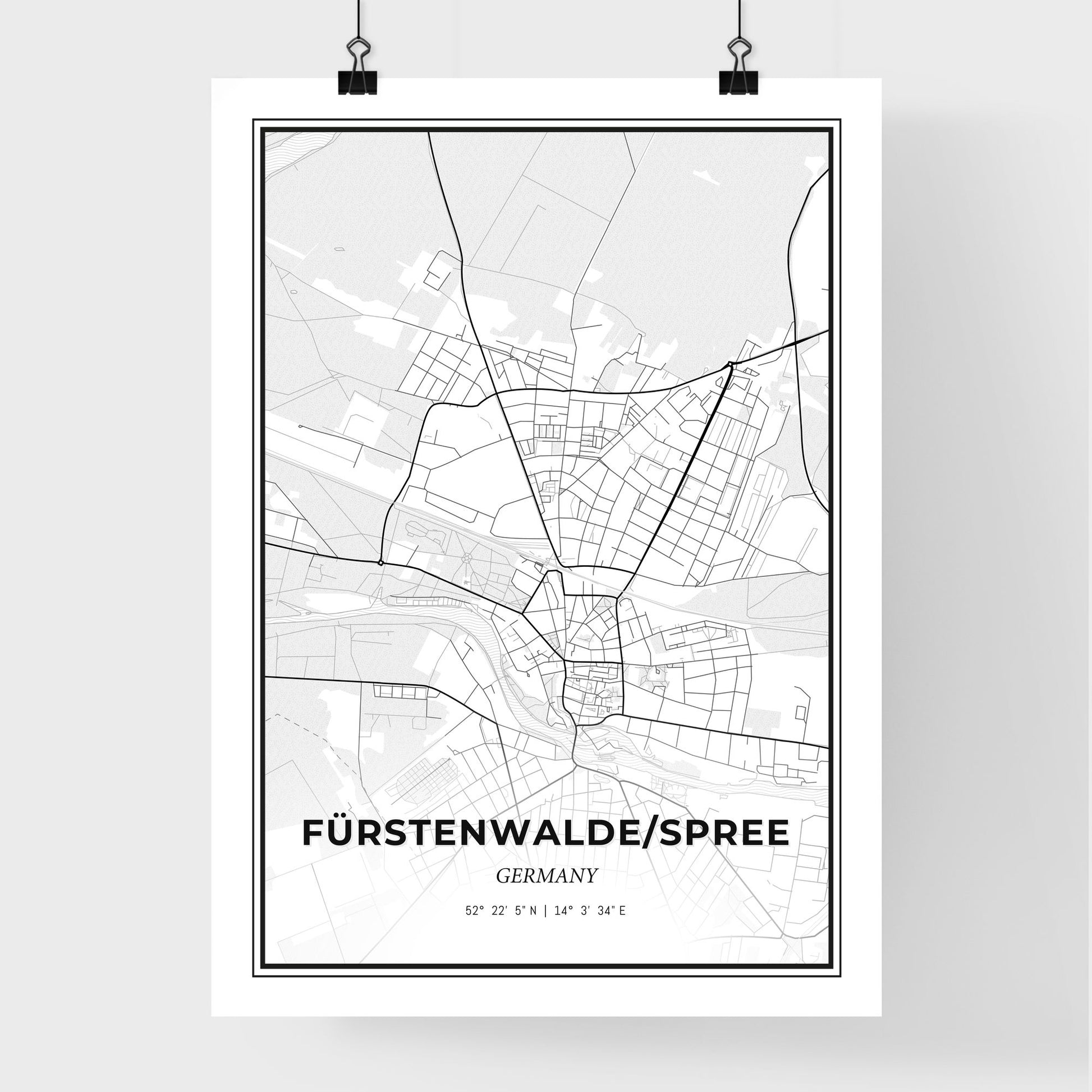 Furstenwalde/Spree Germany - Premium City Map Poster