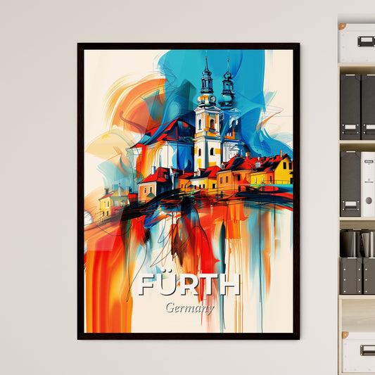 Vibrant Fürth, Germany - A Painting Of A Skyline With A Colorful Building