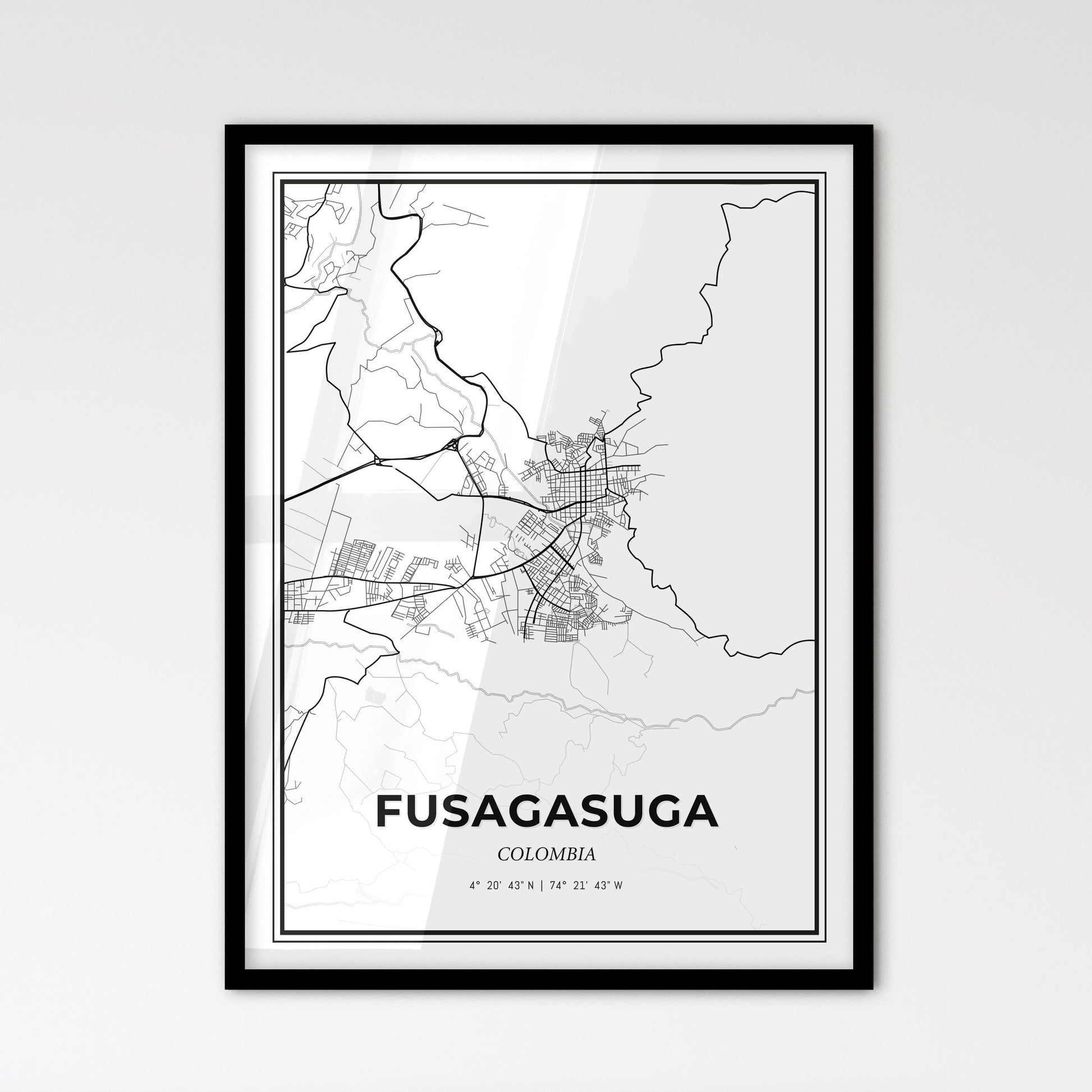 Fusagasuga Colombia - Scandinavian Style City Map for Modern Home Decor