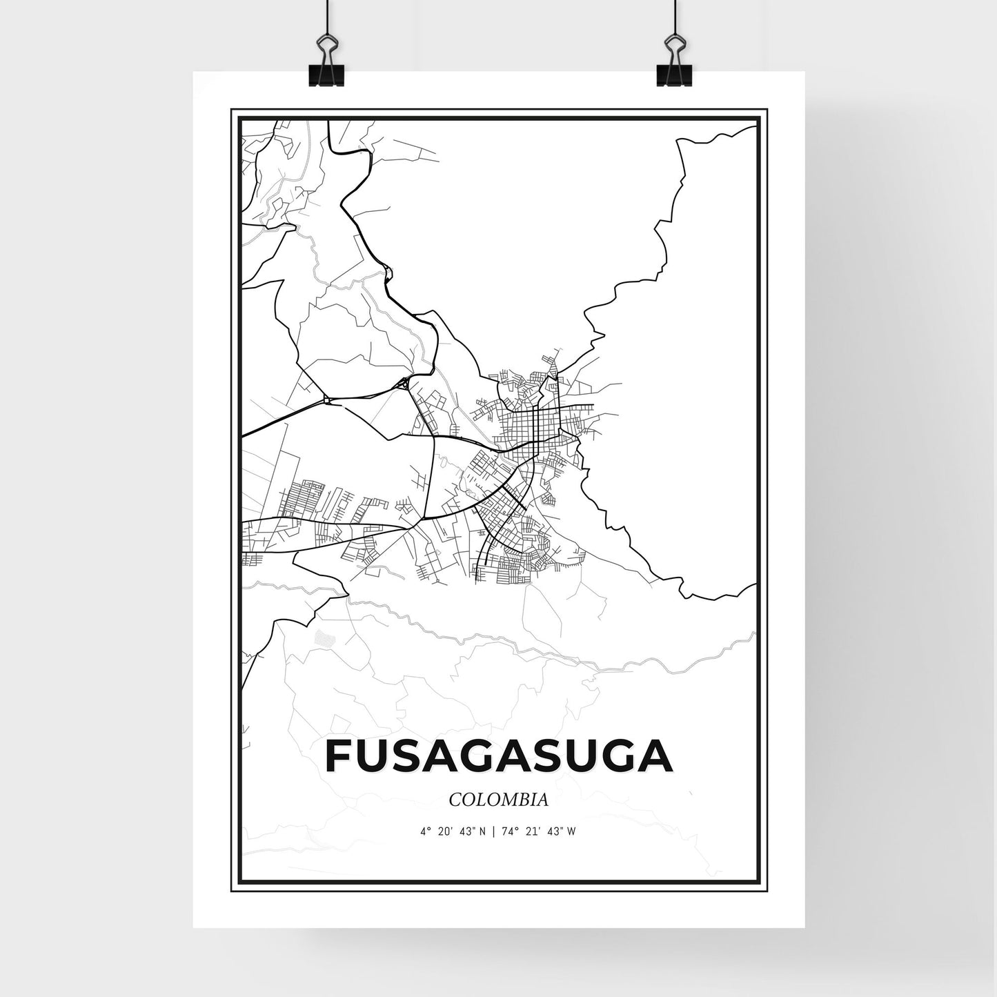 Fusagasuga Colombia - Premium City Map Poster