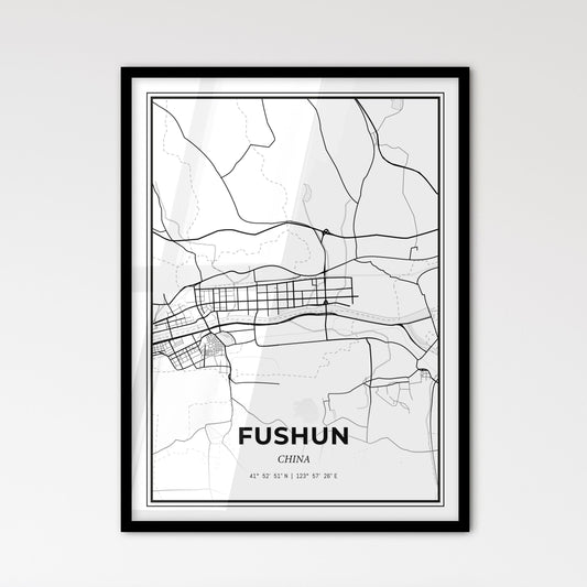 Fushun China - Scandinavian Style City Map for Modern Home Decor