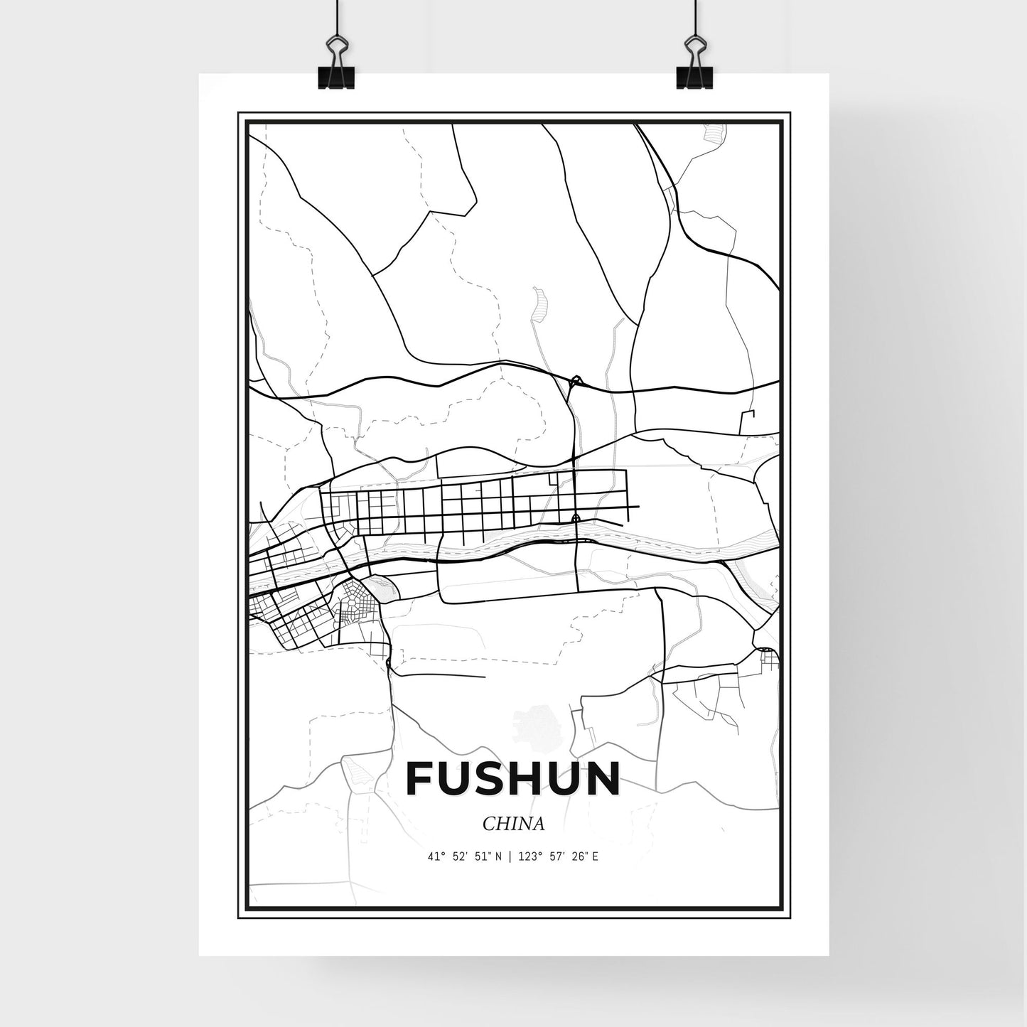 Fushun China - Premium City Map Poster