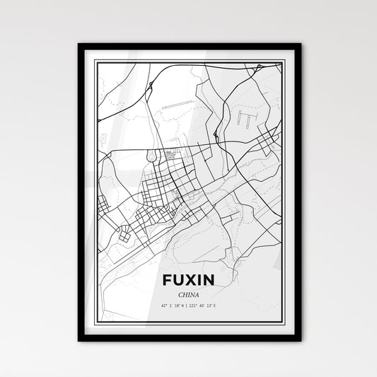 Fuxin China - Scandinavian Style City Map for Modern Home Decor