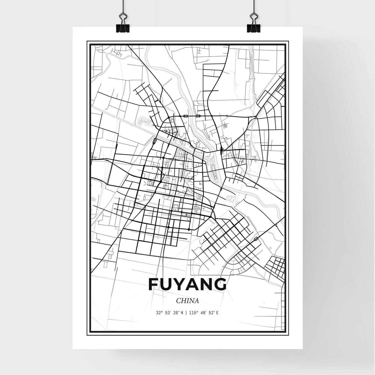 Fuyang China - Premium City Map Poster