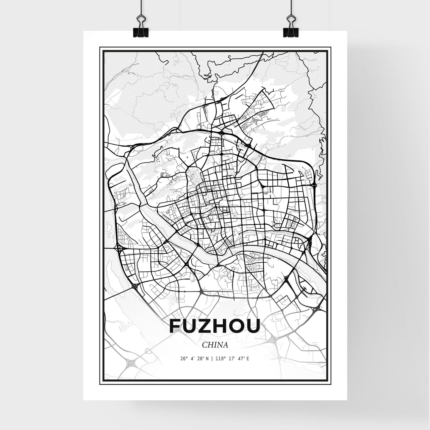 Fuzhou China - Premium City Map Poster