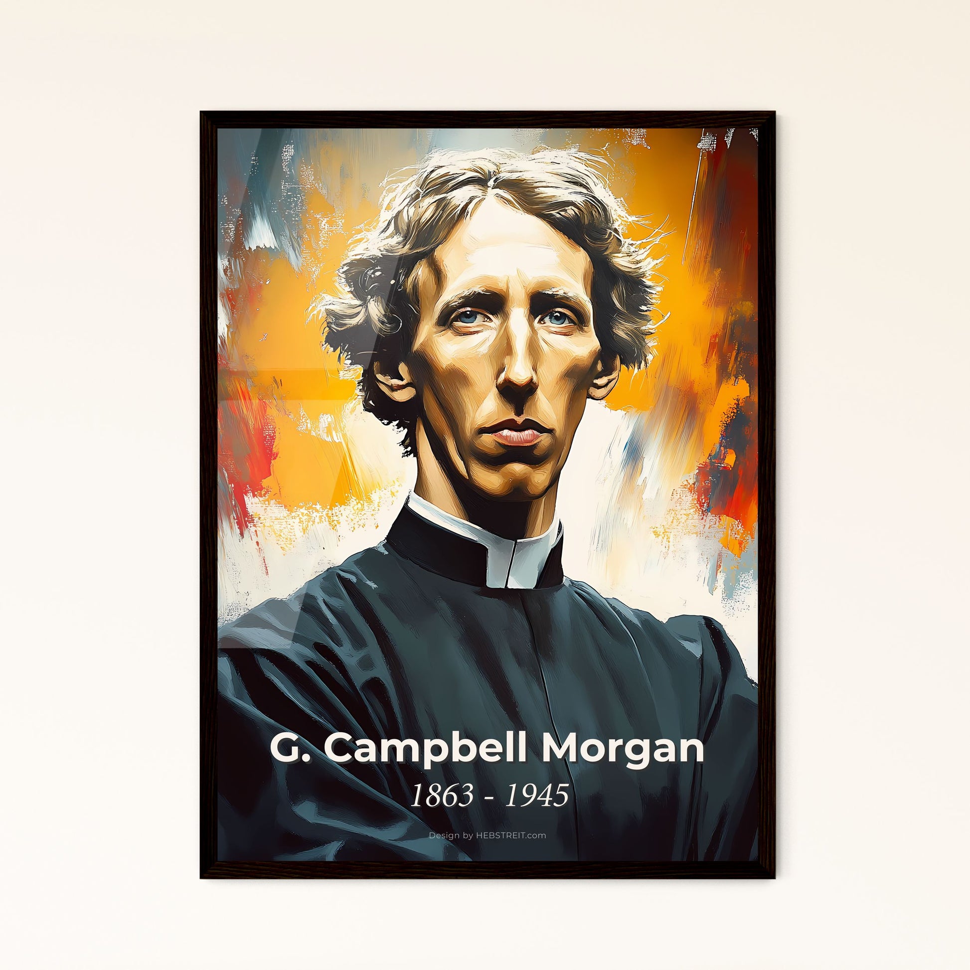 Portrait of G. Campbell Morgan, 1863 - 1945. Impressionistic painting of a man in a priest robe.