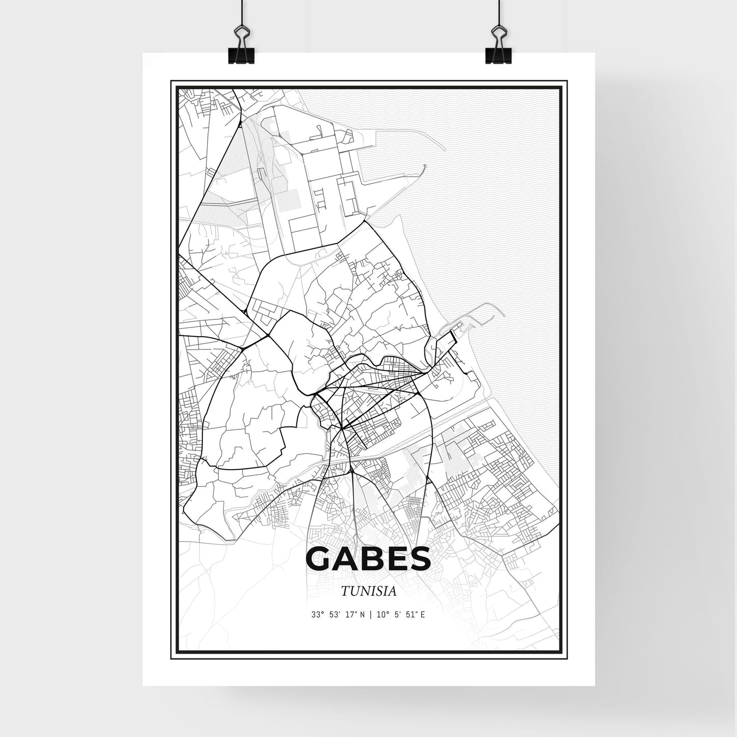 Gabes Tunisia - Premium City Map Poster