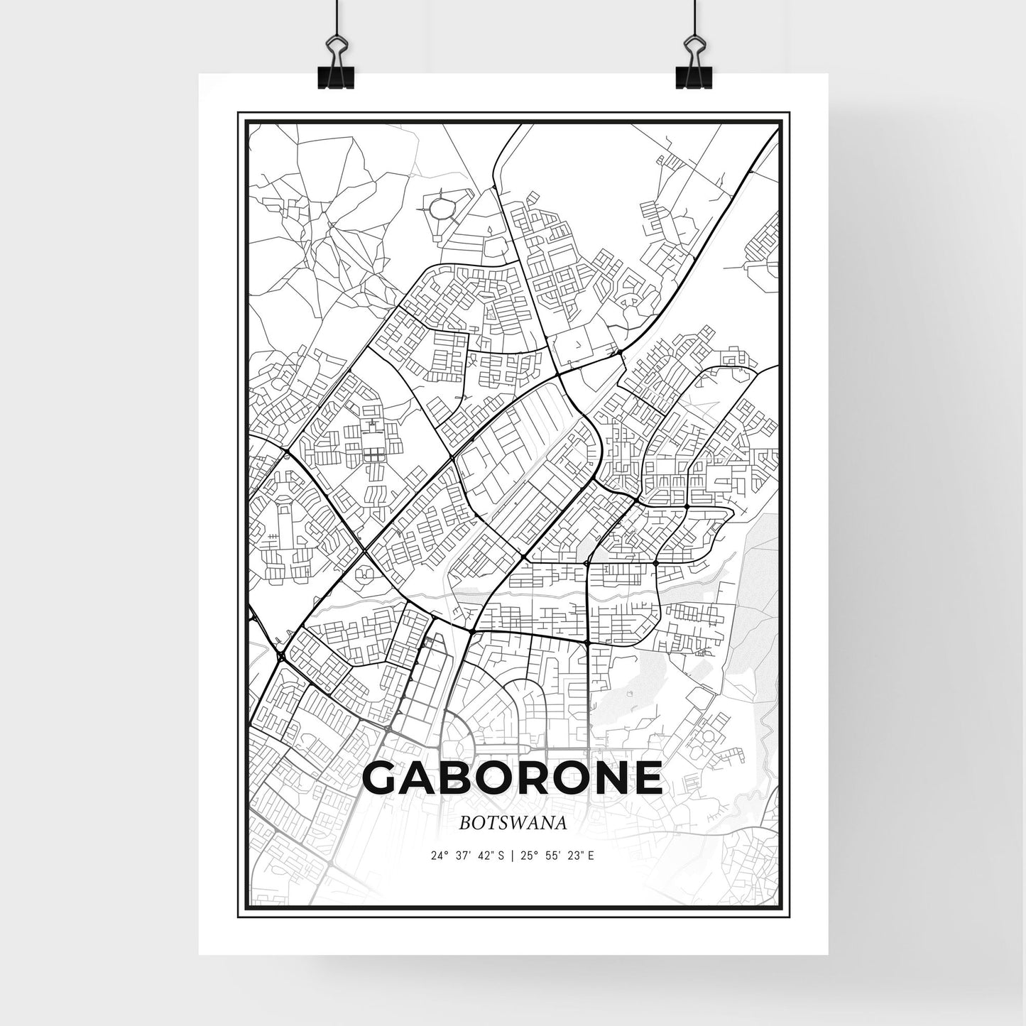 Gaborone Botswana - Premium City Map Poster