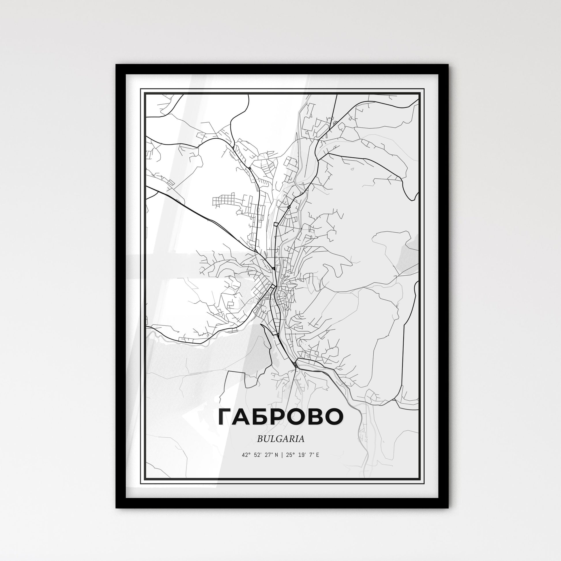 Gabrovo Bulgaria - Scandinavian Style City Map for Modern Home Decor