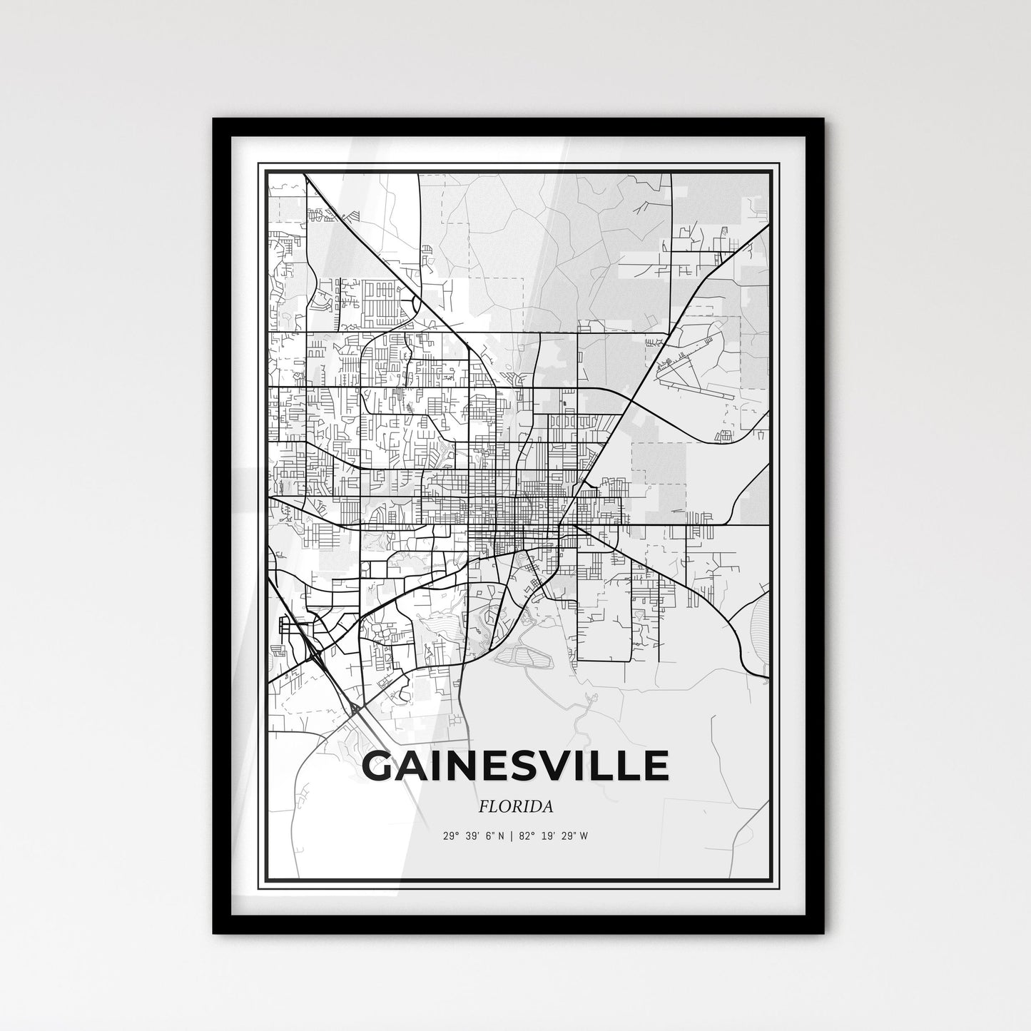 Gainesville Florida - Scandinavian Style City Map for Modern Home Decor