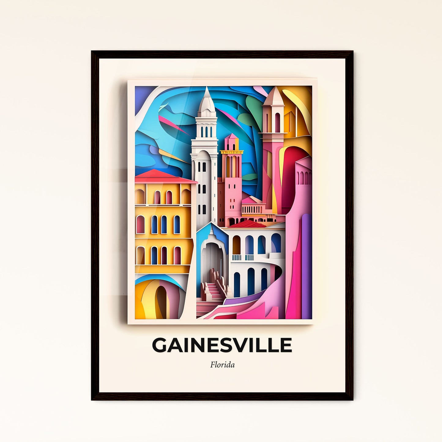 Vivid Gainesville, Florida - a city with a clock tower