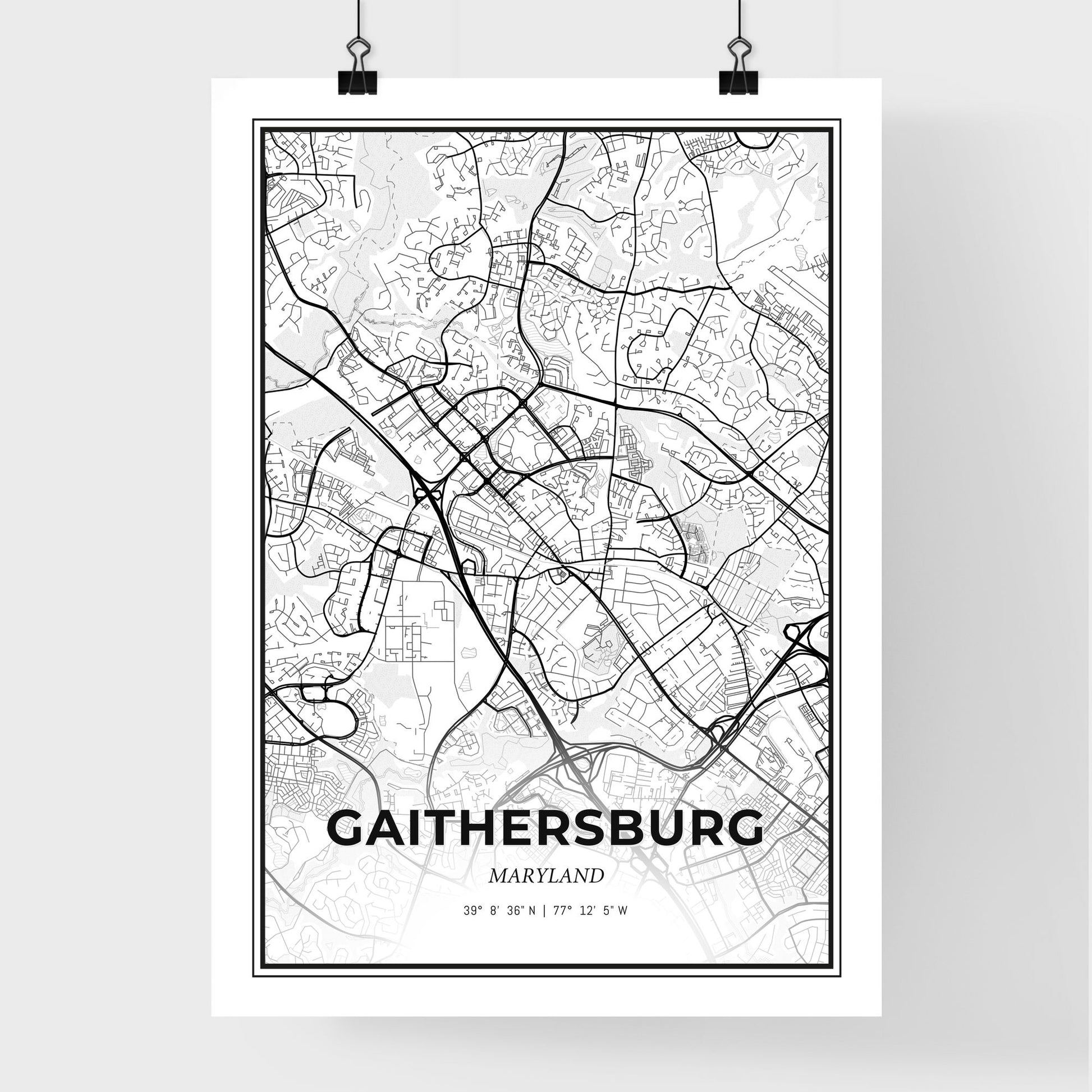 Gaithersburg Maryland - Premium City Map Poster