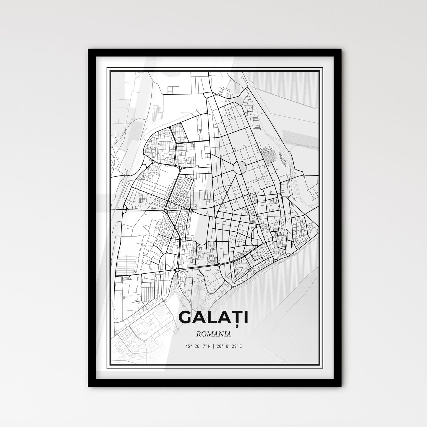 Galați Romania - Scandinavian Style City Map for Modern Home Decor