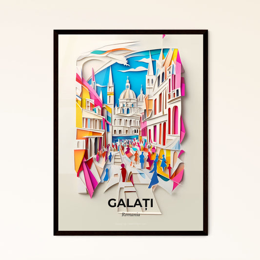 Vivid Galați, Romania - a paper cut of a city with people walking