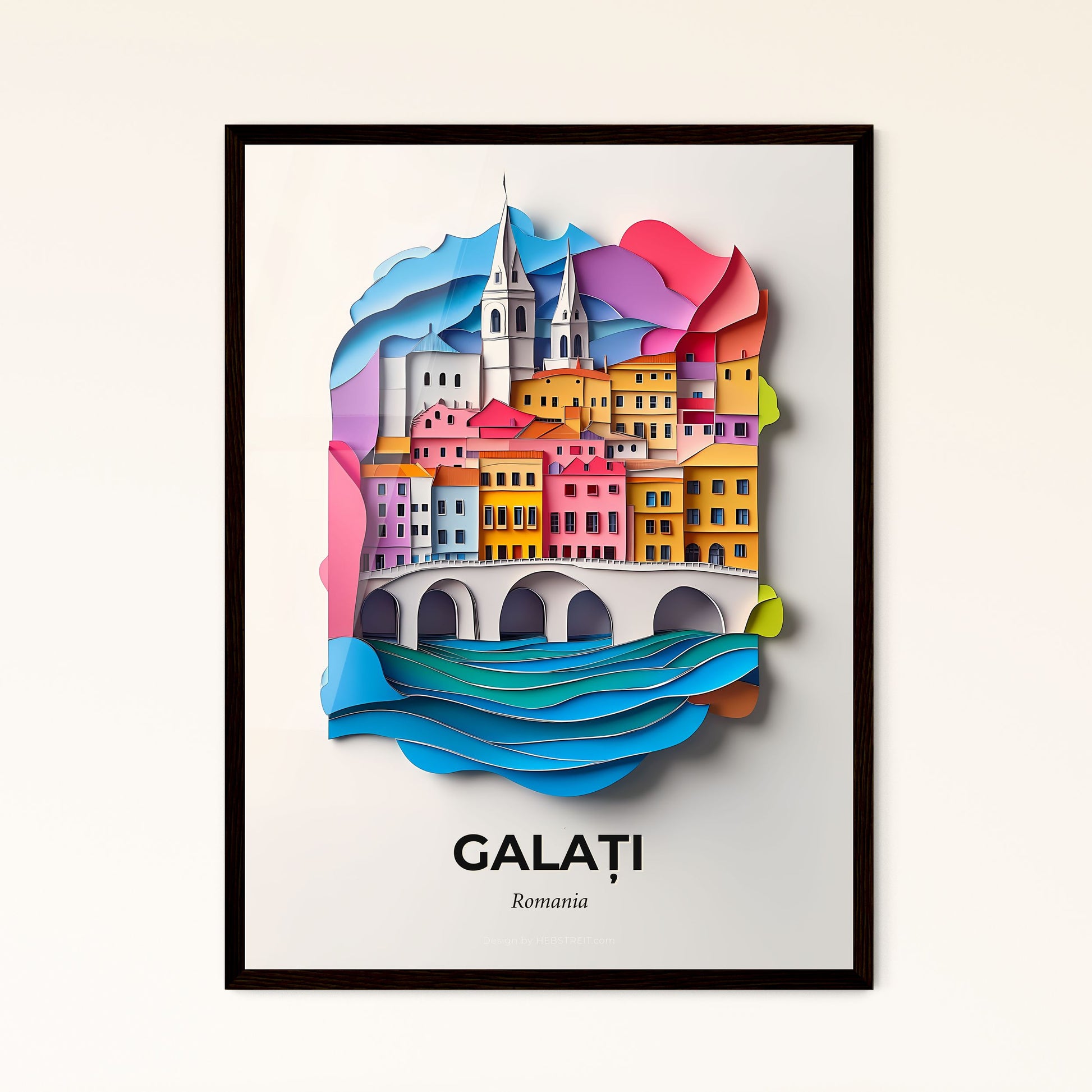 Vivid Galați, Romania - a paper cut of a city with a bridge