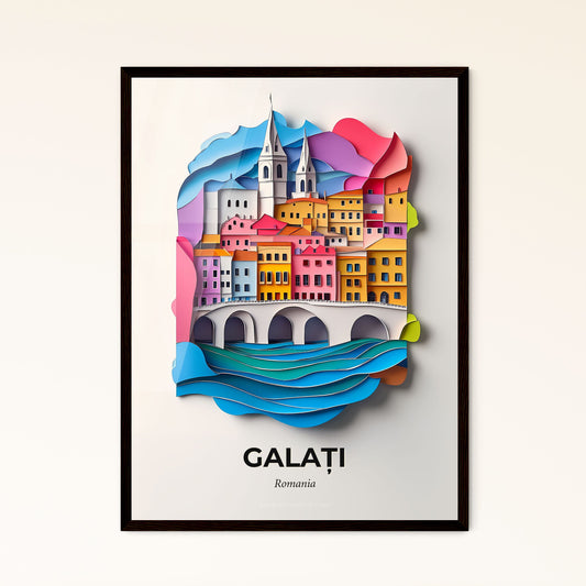 Vivid Galați, Romania - a paper cut of a city with a bridge