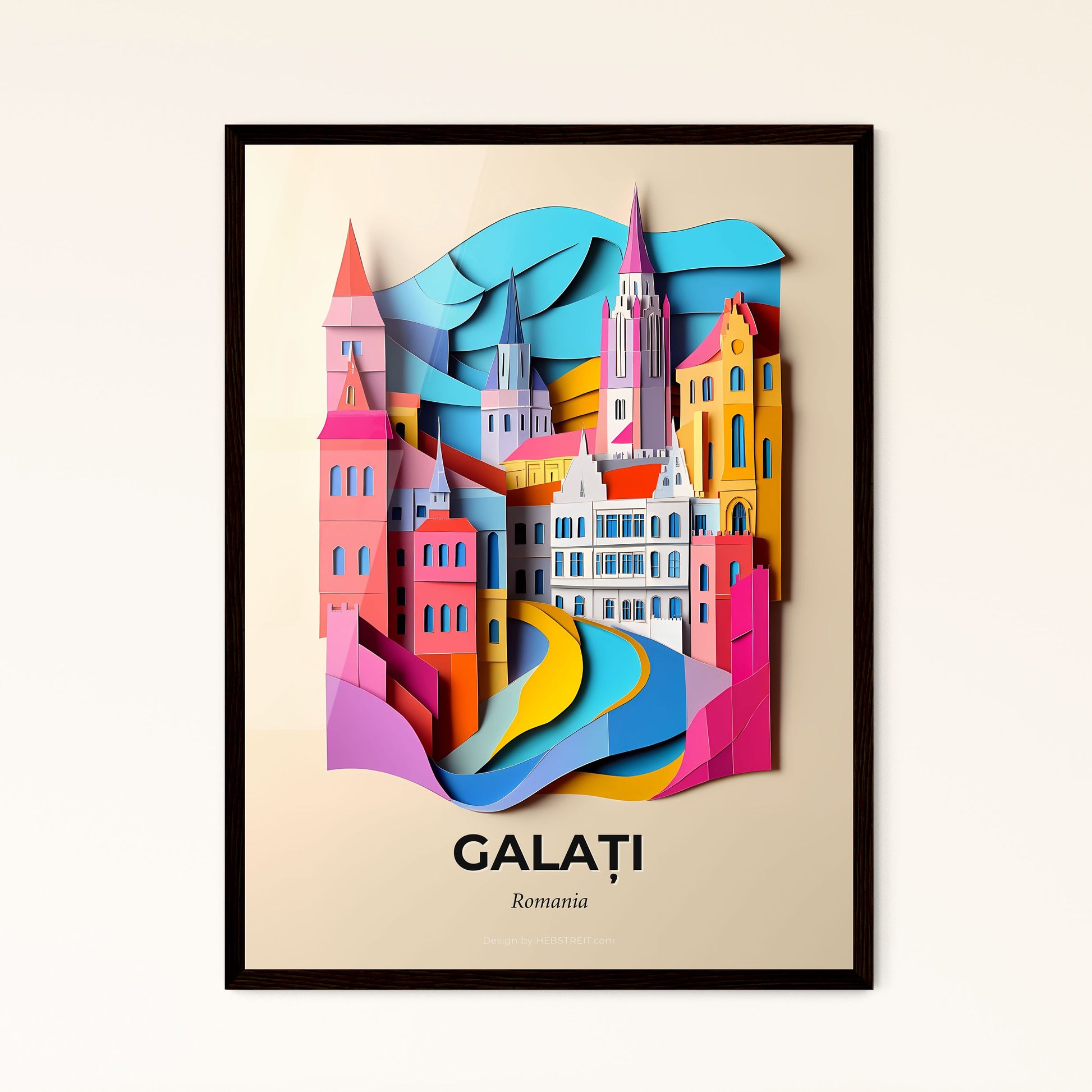 Vivid Galați, Romania - a paper cut of a city with a river