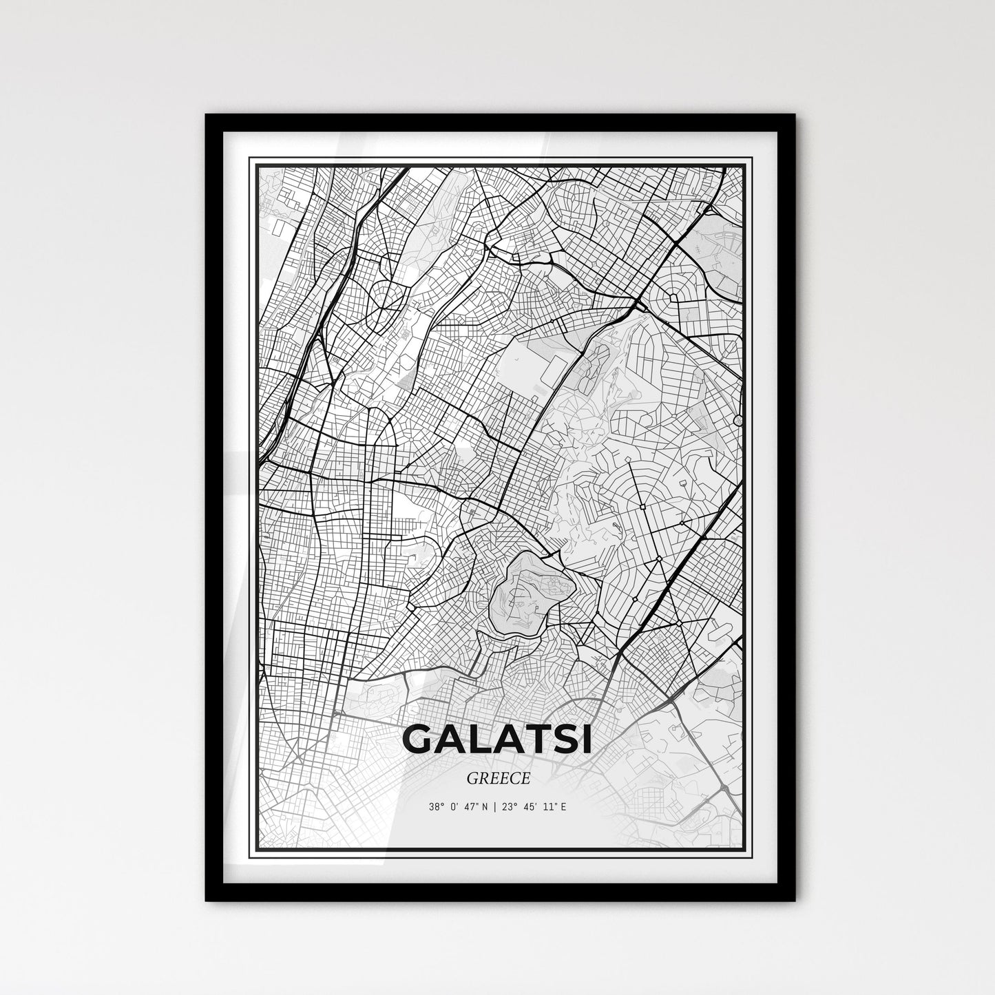 Galatsi Greece - Scandinavian Style City Map for Modern Home Decor