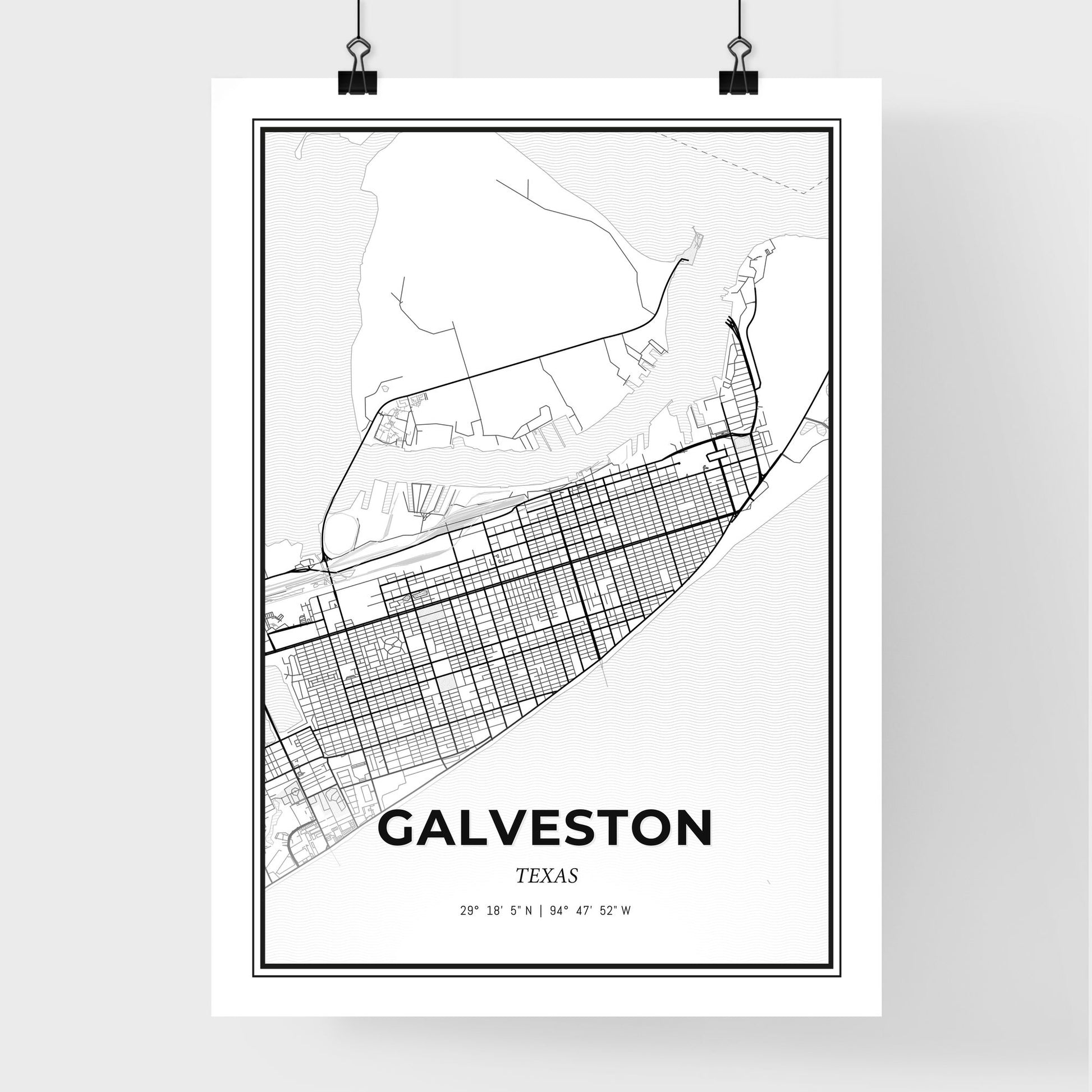 Galveston Texas - Premium City Map Poster