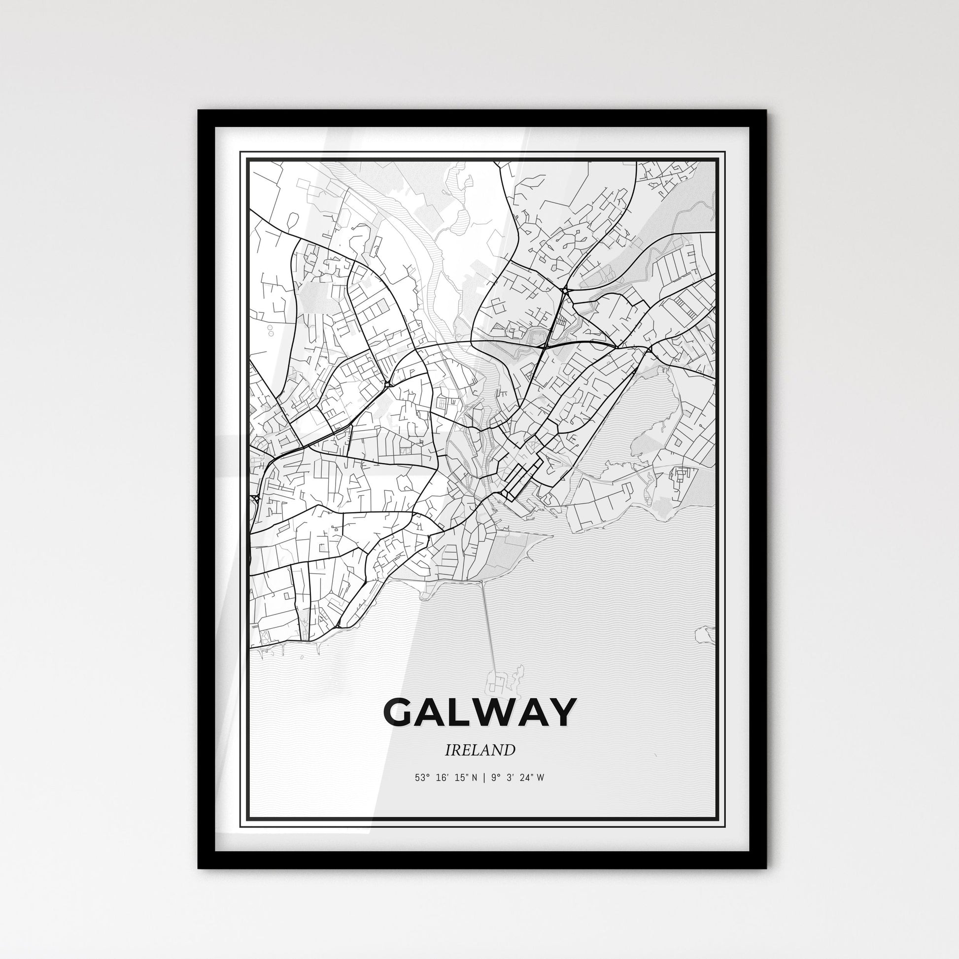 Galway Ireland - Scandinavian Style City Map for Modern Home Decor