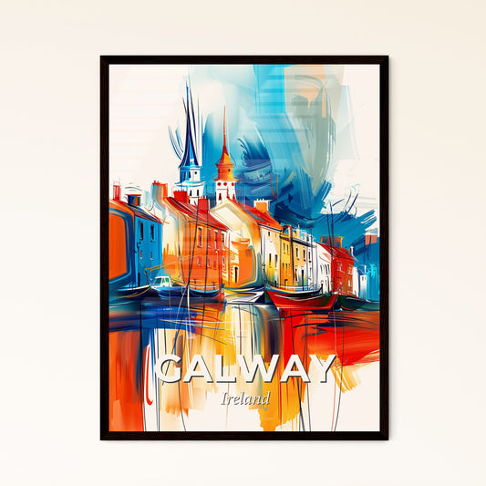 Vibrant Galway, Ireland - A Colorful Painting Of Buildings And Boats