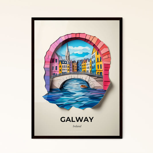 Vivid Galway, Ireland - a paper cut of a bridge over a river