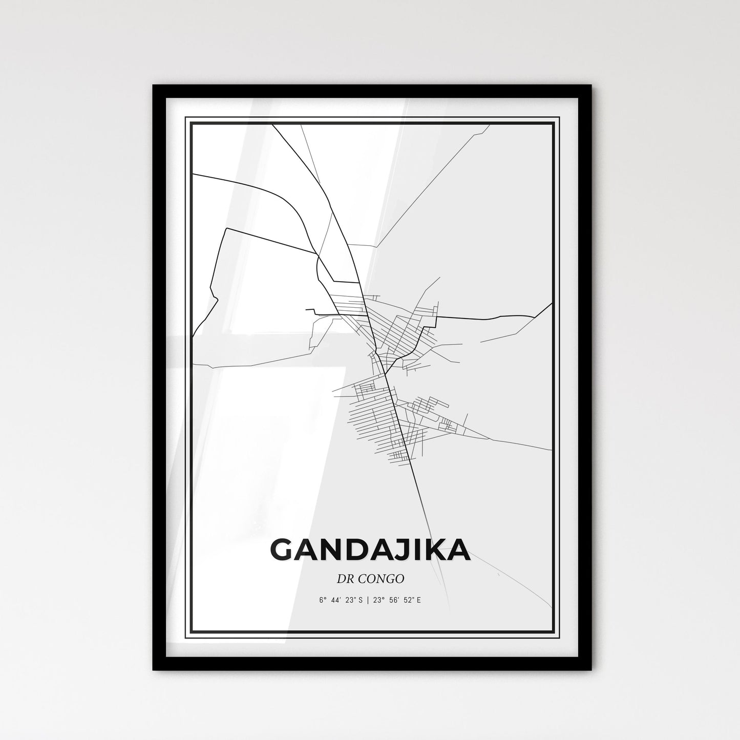 Gandajika DR Congo - Scandinavian Style City Map for Modern Home Decor