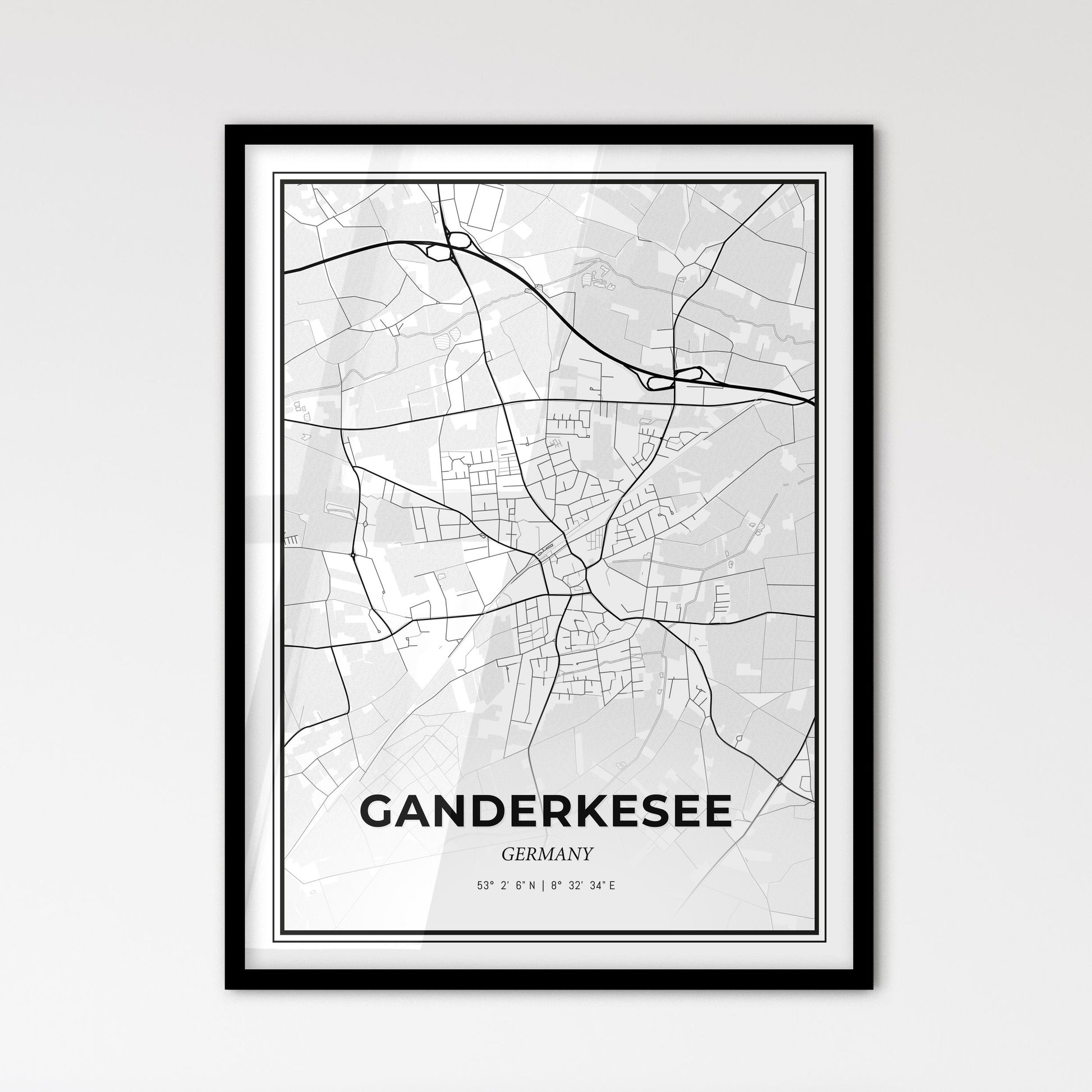 Ganderkesee Germany - Scandinavian Style City Map for Modern Home Decor