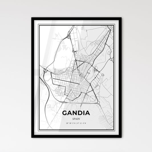 Gandia Spain - Scandinavian Style City Map for Modern Home Decor