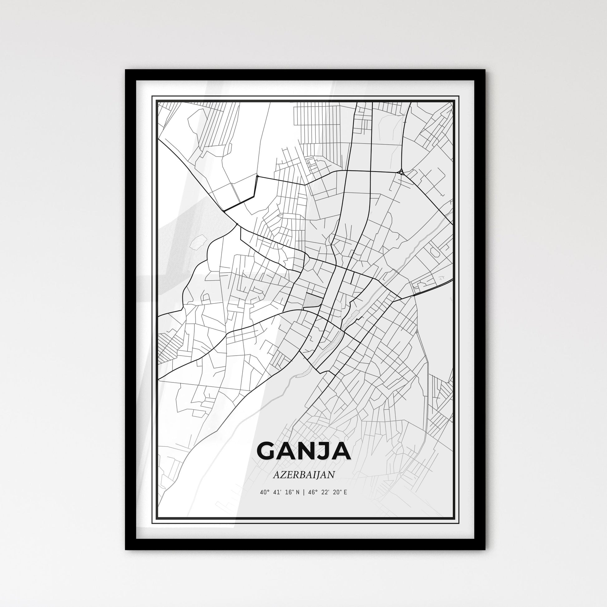 Ganja Azerbaijan - Scandinavian Style City Map for Modern Home Decor