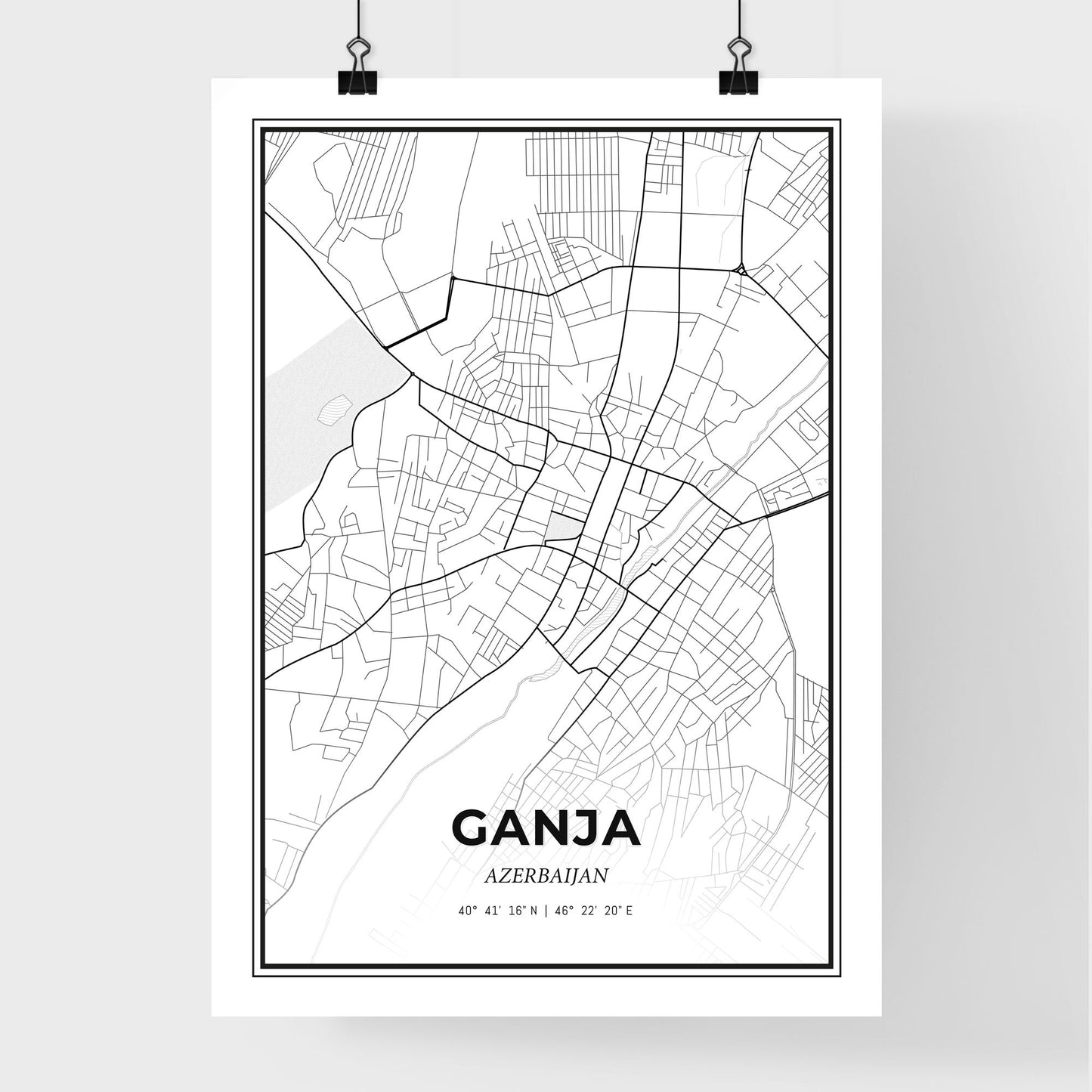 Ganja Azerbaijan - Premium City Map Poster