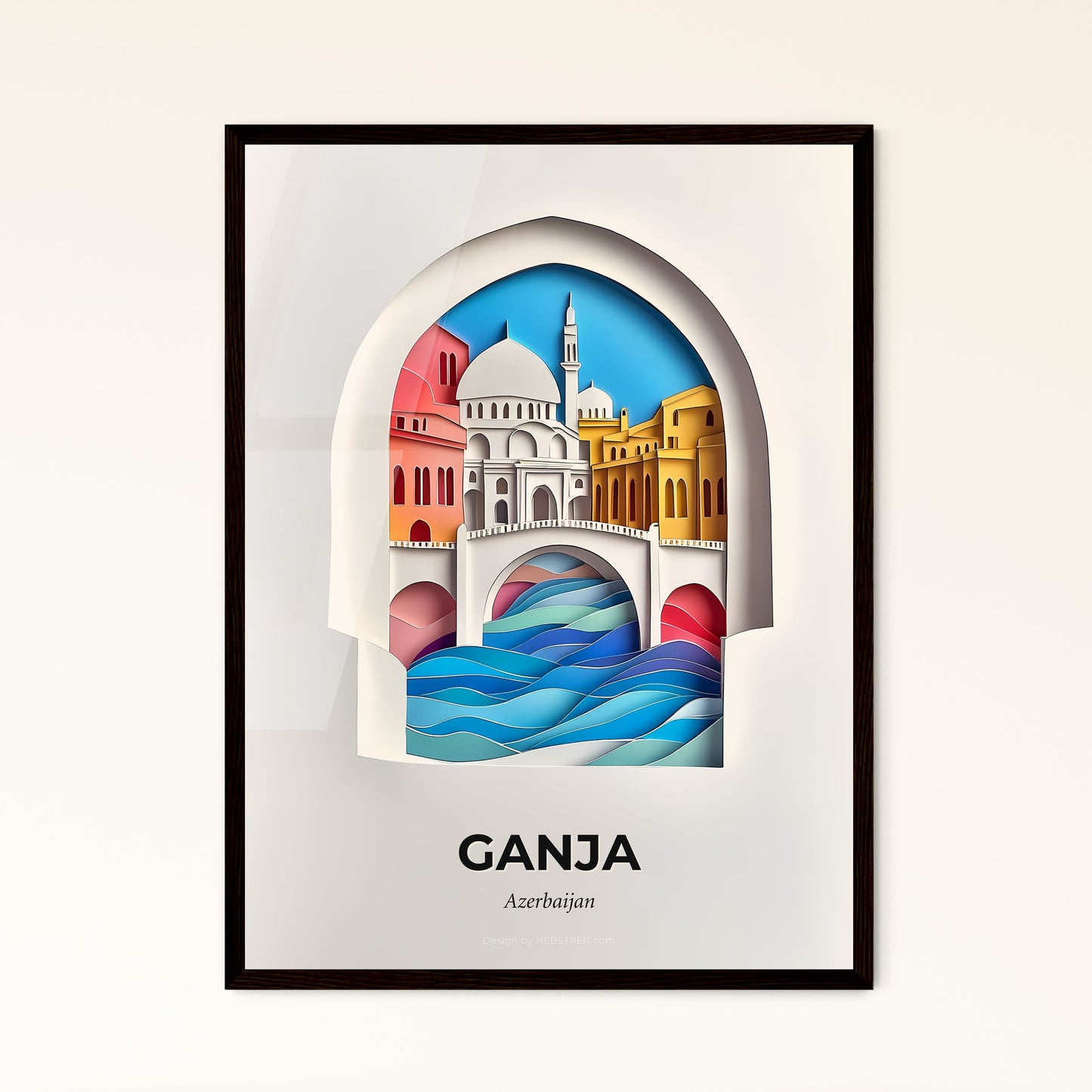 Vivid Ganja, Azerbaijan - a paper cut of a city with a bridge