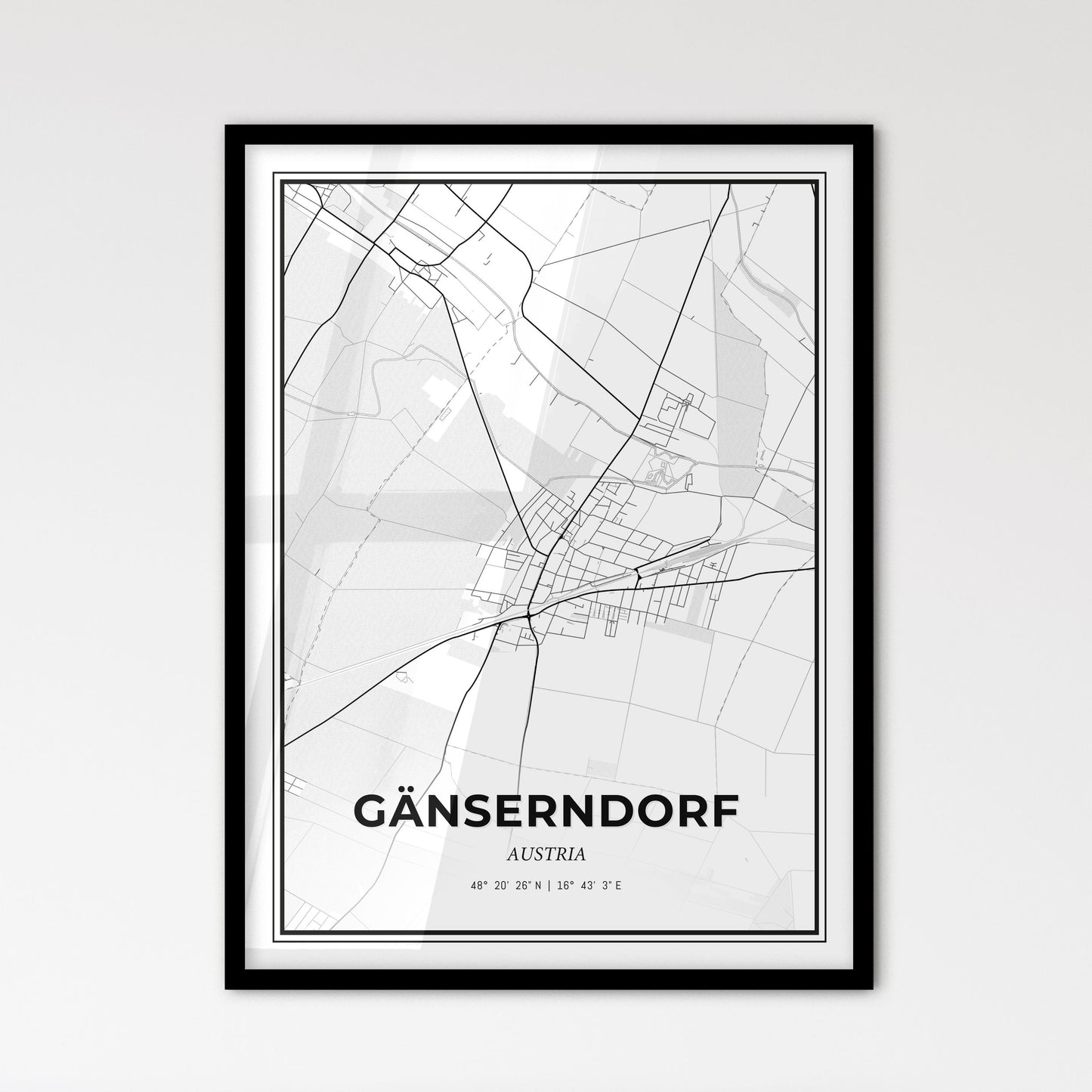 Gänserndorf Austria - Scandinavian Style City Map for Modern Home Decor