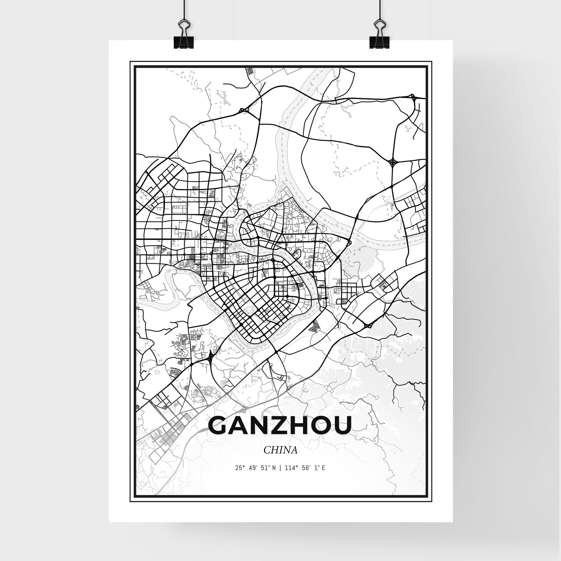 Ganzhou China - Premium City Map Poster