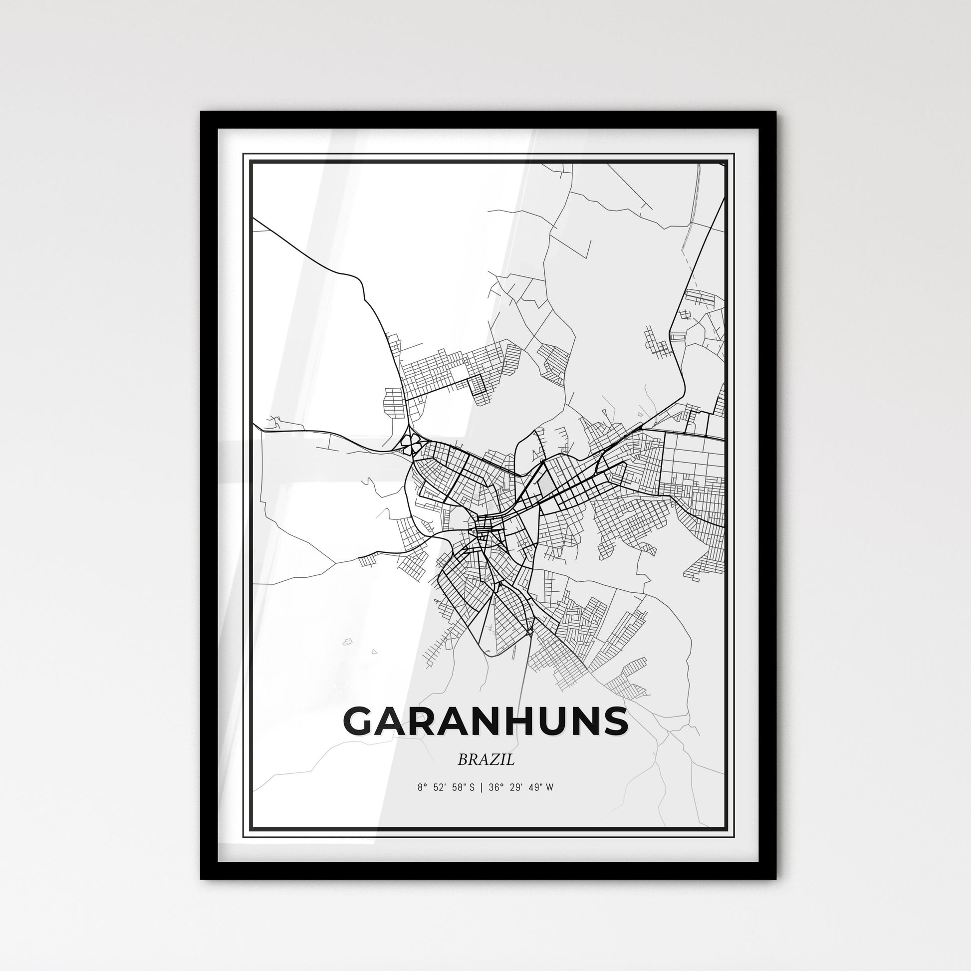 Garanhuns Brazil - Scandinavian Style City Map for Modern Home Decor